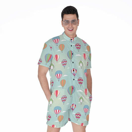 Hot Air Balloon Pattern Print Men's Rompers
