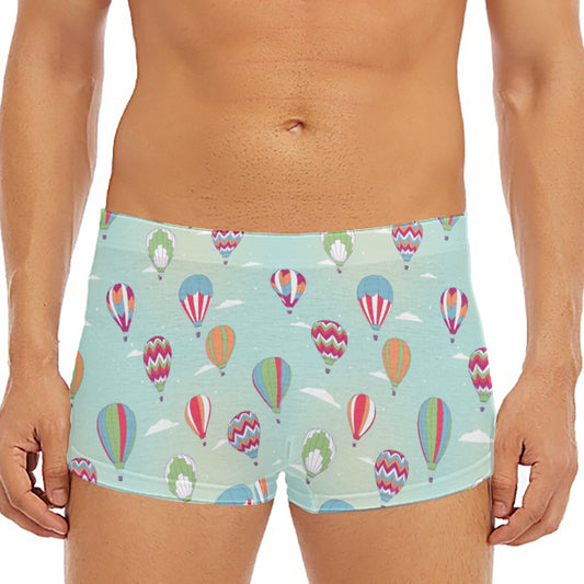 Hot Air Balloon Pattern Print Men's Short Boxer Briefs