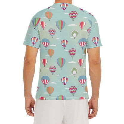 Hot Air Balloon Pattern Print Men's Short Sleeve Rash Guard