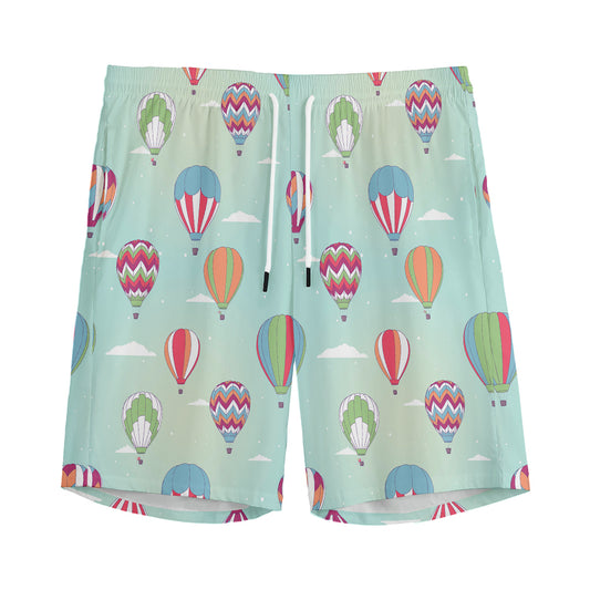Hot Air Balloon Pattern Print Men's Sports Shorts