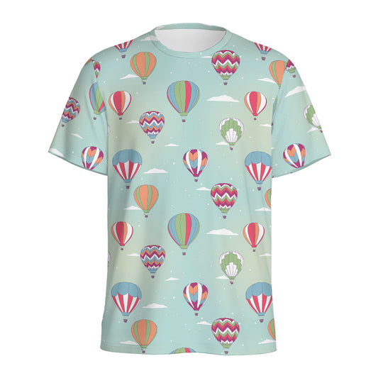 Hot Air Balloon Pattern Print Men's Sports T-Shirt