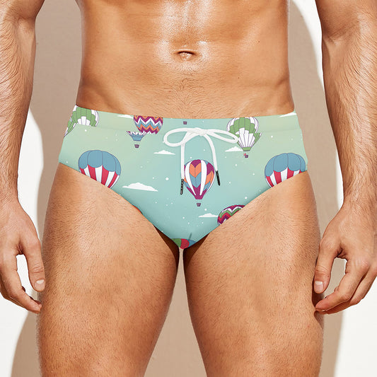 Hot Air Balloon Pattern Print Men's Swim Briefs