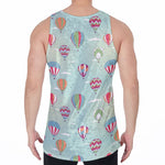 Hot Air Balloon Pattern Print Men's Velvet Tank Top