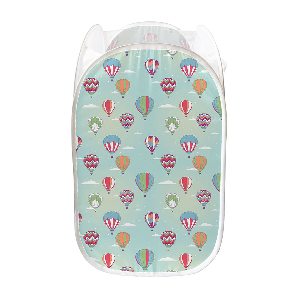 Hot Air Balloon Pattern Print Mesh Laundry Hamper