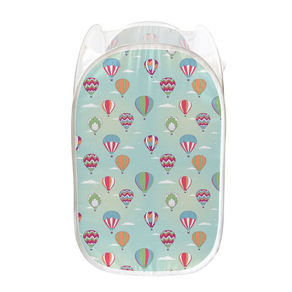 Hot Air Balloon Pattern Print Mesh Laundry Hamper