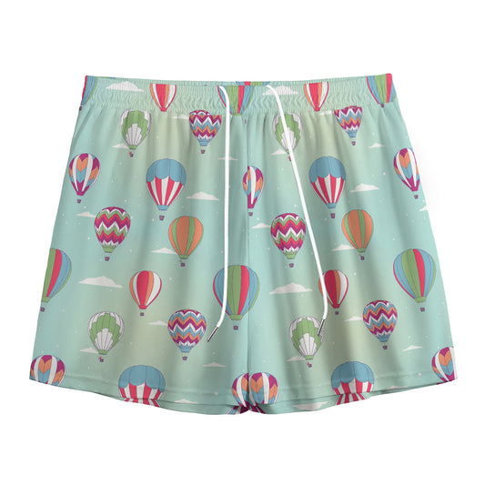 Hot Air Balloon Pattern Print Mesh Shorts