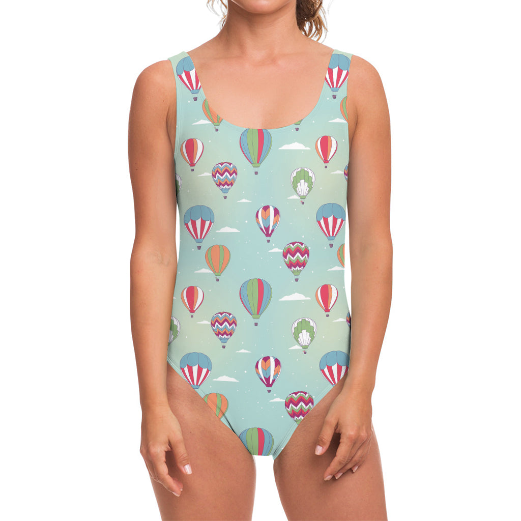 Hot Air Balloon Pattern Print One Piece Swimsuit