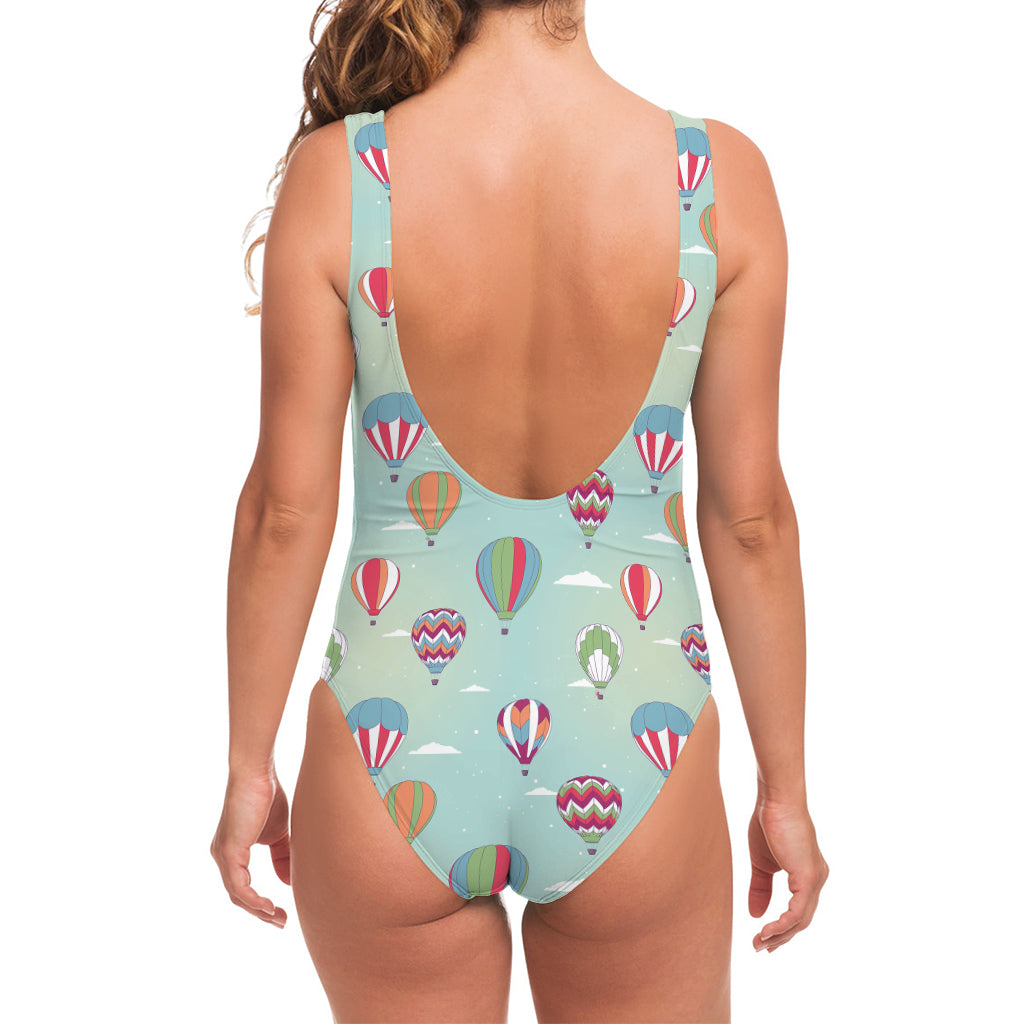 Hot Air Balloon Pattern Print One Piece Swimsuit