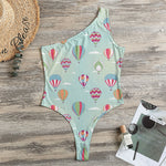 Hot Air Balloon Pattern Print One Shoulder Bodysuit