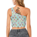 Hot Air Balloon Pattern Print One Shoulder Crop Top