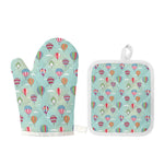 Hot Air Balloon Pattern Print Oven Mitt And Pot Holder Set