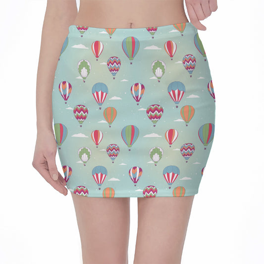 Hot Air Balloon Pattern Print Pencil Mini Skirt