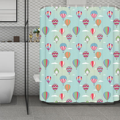 Hot Air Balloon Pattern Print Polyester Shower Curtain