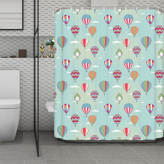 Hot Air Balloon Pattern Print Polyester Shower Curtain