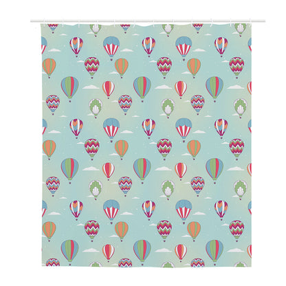 Hot Air Balloon Pattern Print Polyester Shower Curtain