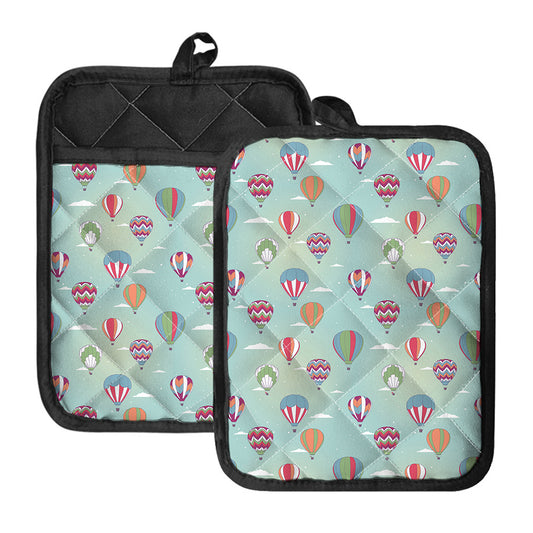 Hot Air Balloon Pattern Print Pot Holders With Pocket