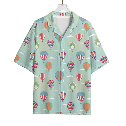 Hot Air Balloon Pattern Print Rayon Hawaiian Shirt