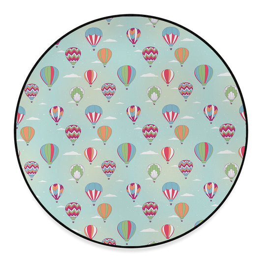 Hot Air Balloon Pattern Print Round Floor Mat