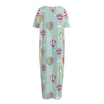 Hot Air Balloon Pattern Print Short Sleeve Long Nightdress