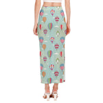 Hot Air Balloon Pattern Print Side Slit Maxi Skirt