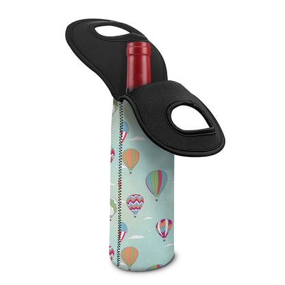 Hot Air Balloon Pattern Print Single Neoprene Wine Tote