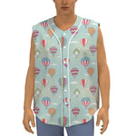 Hot Air Balloon Pattern Print Sleeveless Baseball Jersey