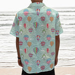 Hot Air Balloon Pattern Print Textured Short Sleeve Shirt