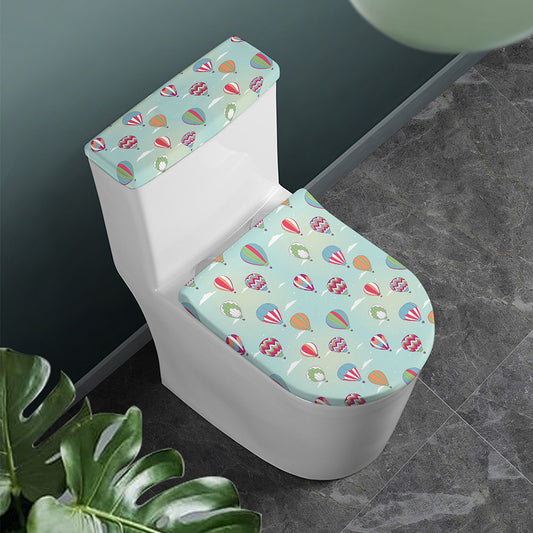 Hot Air Balloon Pattern Print Toilet Lid And Tank Cover Set