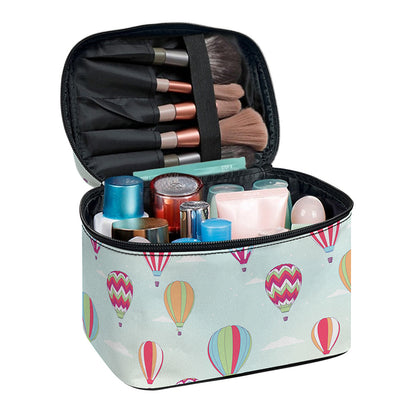 Hot Air Balloon Pattern Print Travel Makeup Bag