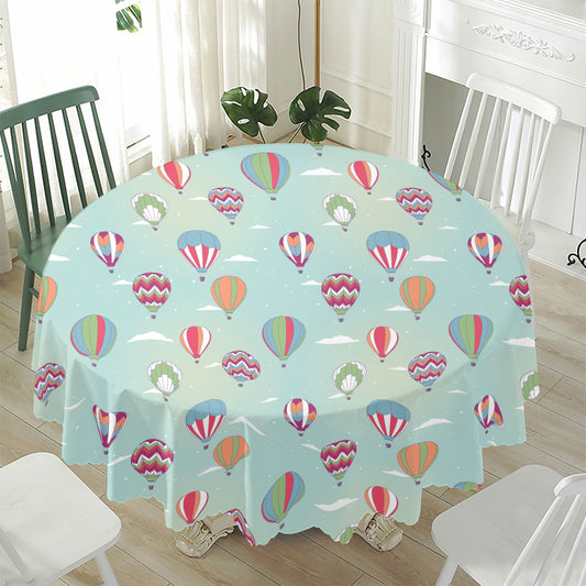 Hot Air Balloon Pattern Print Waterproof Round Tablecloth