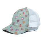 Hot Air Balloon Pattern Print White Mesh Trucker Cap