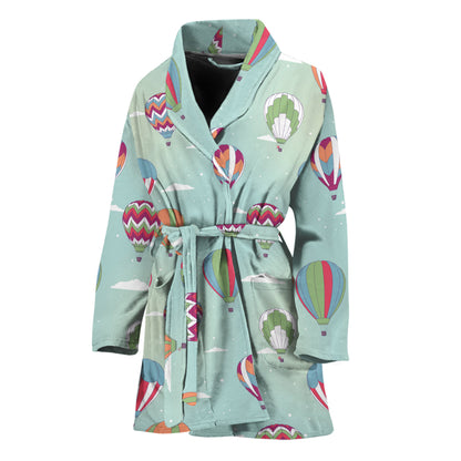 Hot Air Balloon Pattern Print Women's Bathrobe