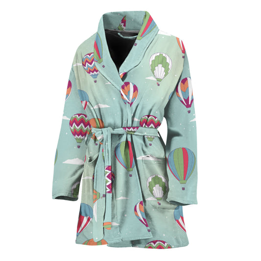 Hot Air Balloon Pattern Print Women's Bathrobe