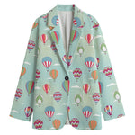 Hot Air Balloon Pattern Print Women's Cotton Blazer