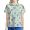 Hot Air Balloon Pattern Print Women's Polo Shirt