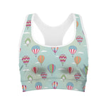 Hot Air Balloon Pattern Print Women's Sports Bra