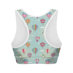 Hot Air Balloon Pattern Print Women's Sports Bra