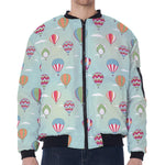 Hot Air Balloon Pattern Print Zip Sleeve Bomber Jacket