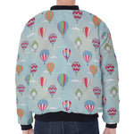 Hot Air Balloon Pattern Print Zip Sleeve Bomber Jacket