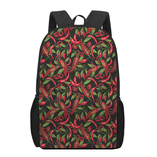 Hot Chili Peppers Pattern Print 17 Inch Backpack