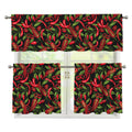 Hot Chili Peppers Pattern Print 3 Piece Kitchen Curtains