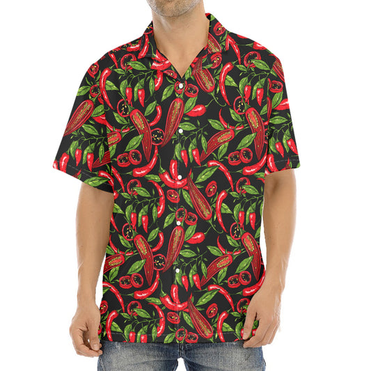 Hot Chili Peppers Pattern Print Aloha Shirt