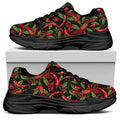 Hot Chili Peppers Pattern Print Black Chunky Shoes