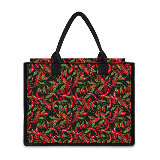 Hot Chili Peppers Pattern Print Canvas Tote Bag