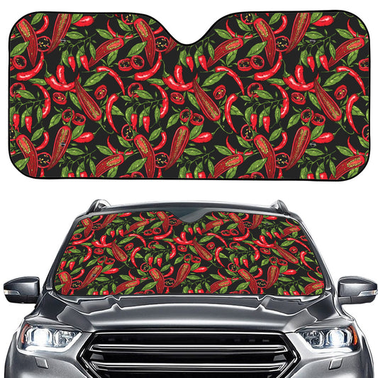 Hot Chili Peppers Pattern Print Car Windshield Sun Shade