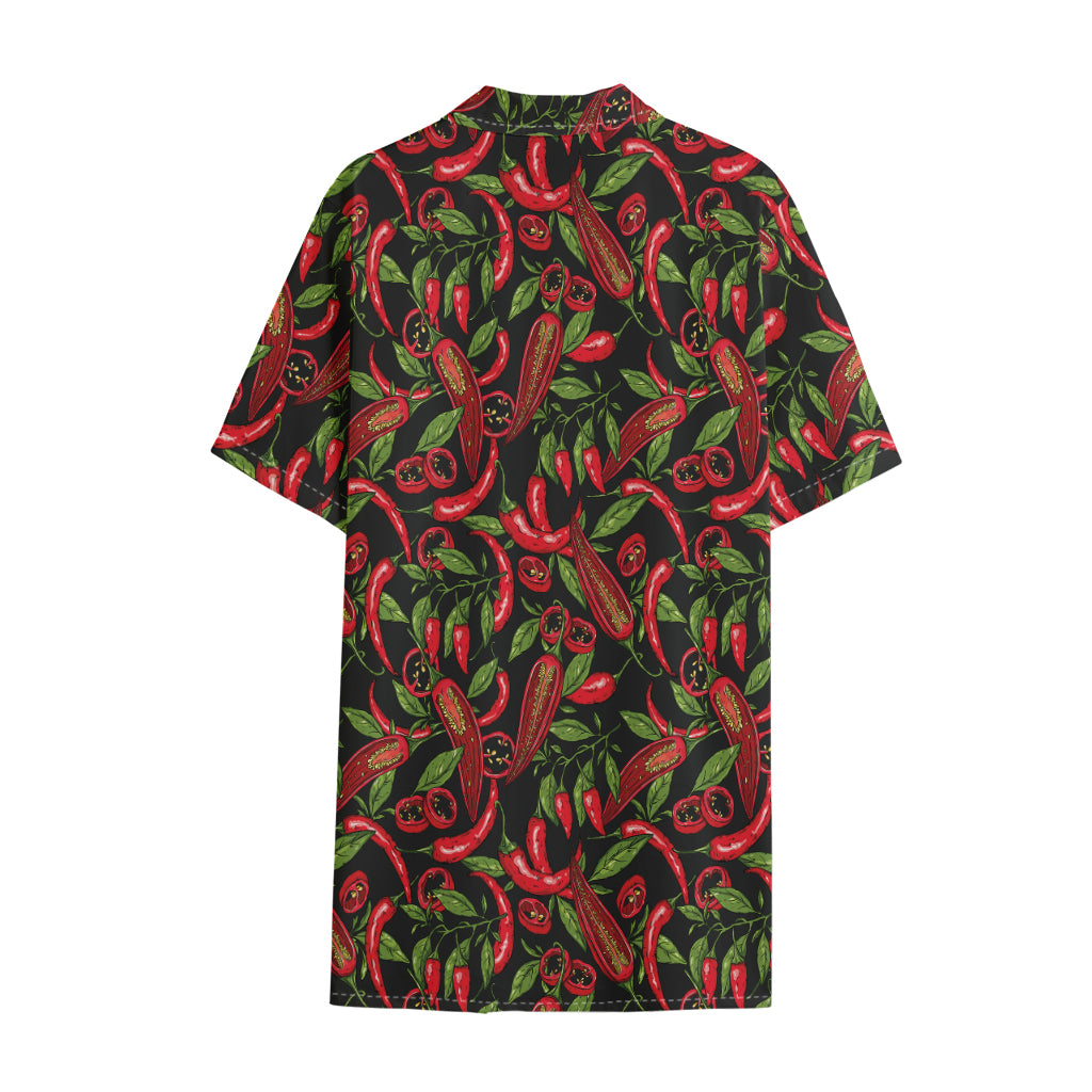 Hot Chili Peppers Pattern Print Cotton Hawaiian Shirt