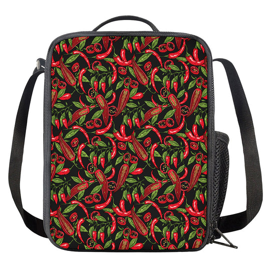 Hot Chili Peppers Pattern Print Crossbody Lunch Bag