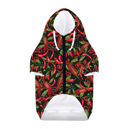 Hot Chili Peppers Pattern Print Dog Zip Up Hoodie