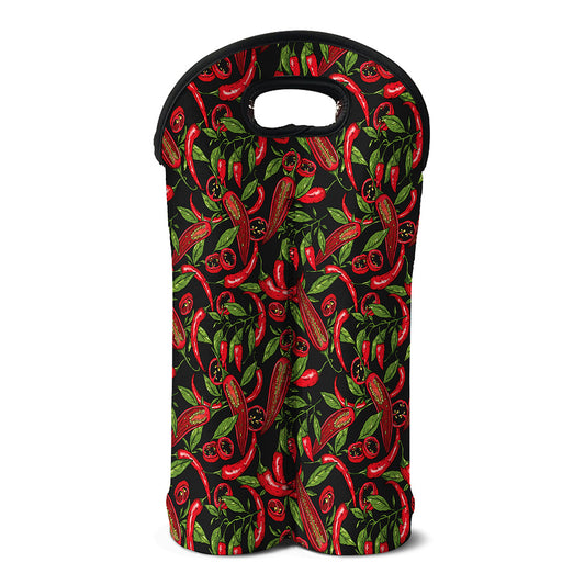 Hot Chili Peppers Pattern Print Double Neoprene Wine Tote