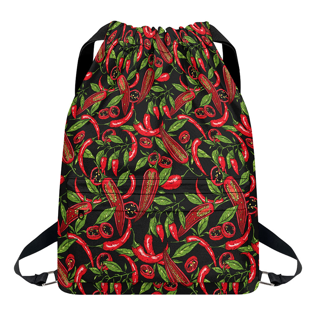 Hot Chili Peppers Pattern Print Drawstring Backpack